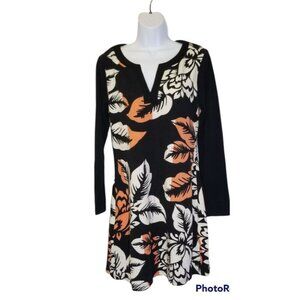 Aryeh Sweater Dress Black and Floral Medium